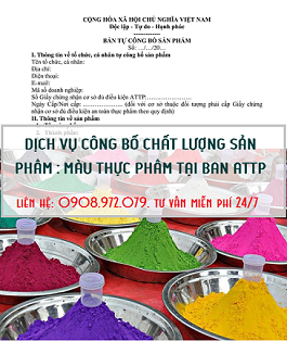 CÔNG BỐ CHẤT LƯỢNG LƯỢNG: MÀU THỰC PHẨM TẠI BAN ATTP